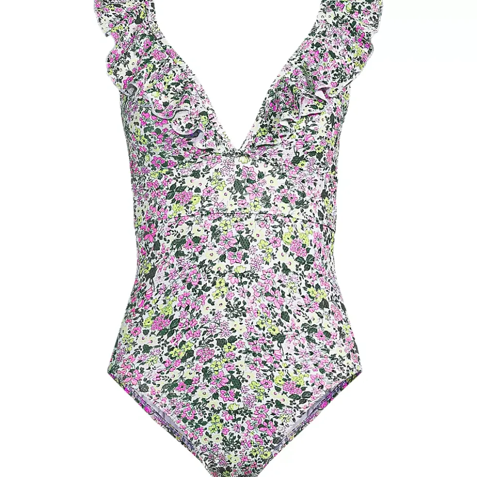 Women's Pique Ruffle One Piece Swimsuit