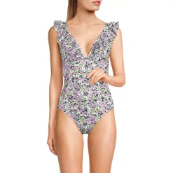 Women's Pique Ruffle One Piece Swimsuit