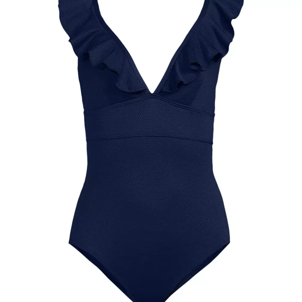 Women's Pique Ruffle One Piece Swimsuit