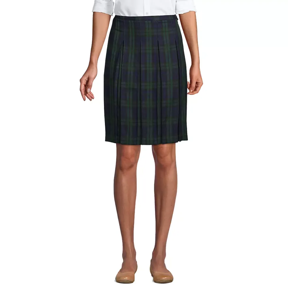 Women's Plaid Box Pleat Skirt Top of the Knee
