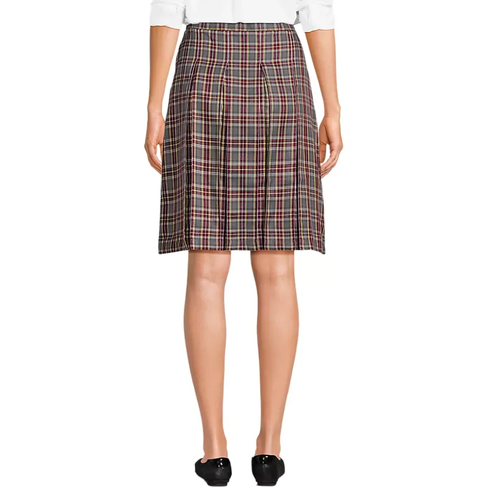 Women's Plaid Box Pleat Skirt Top of the Knee