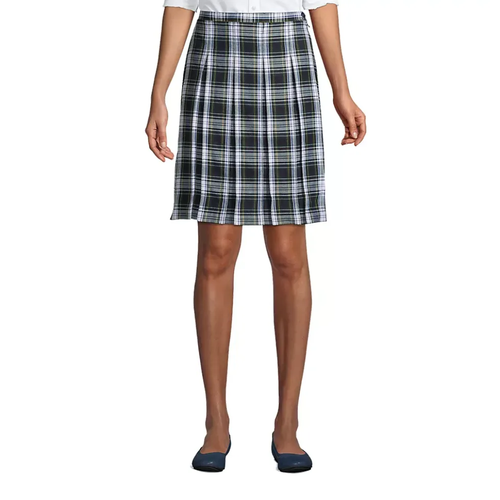 Women's Plaid Box Pleat Skirt Top of the Knee