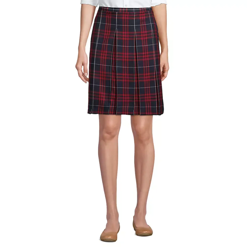Women's Plaid Box Pleat Skirt Top of the Knee