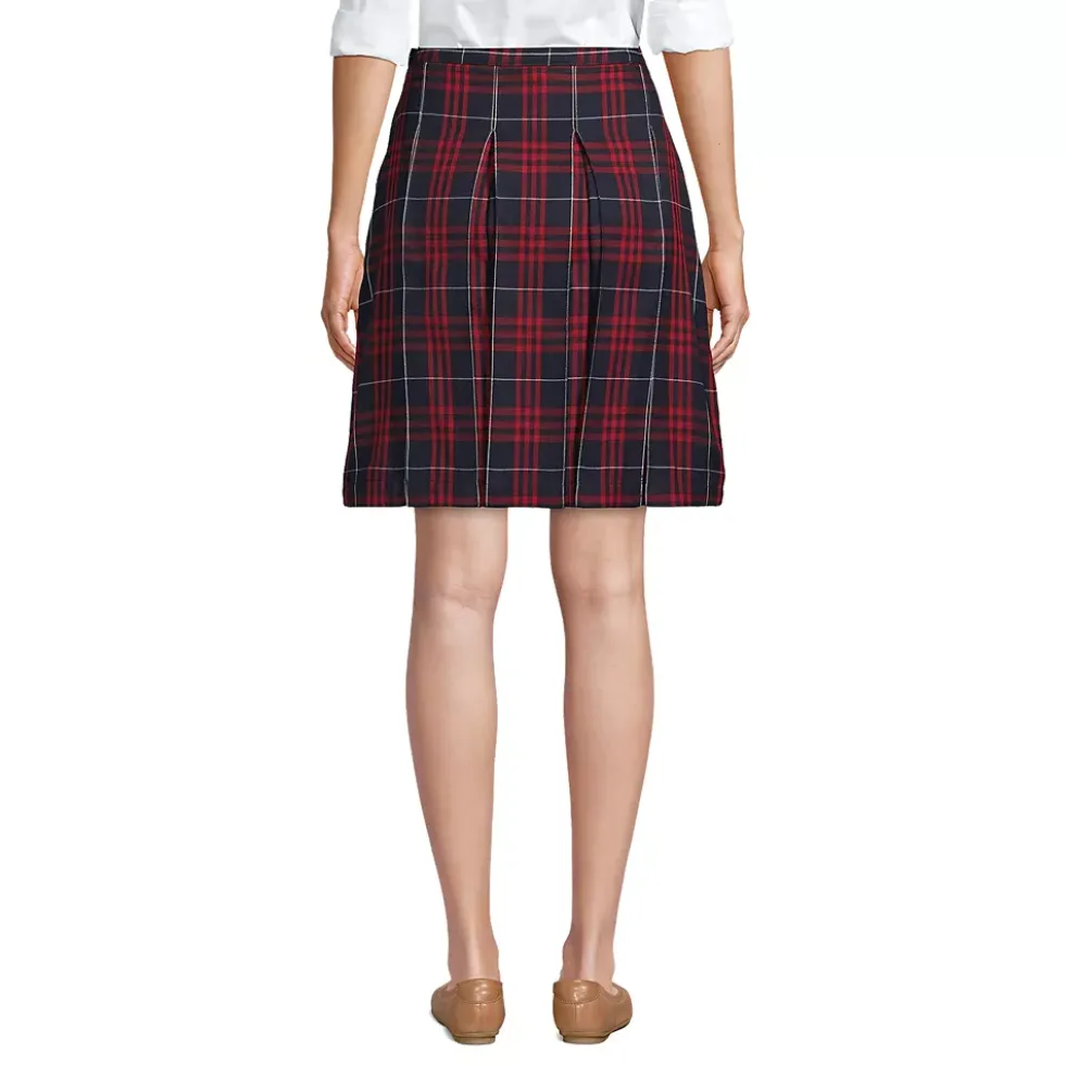 Women's Plaid Box Pleat Skirt Top of the Knee