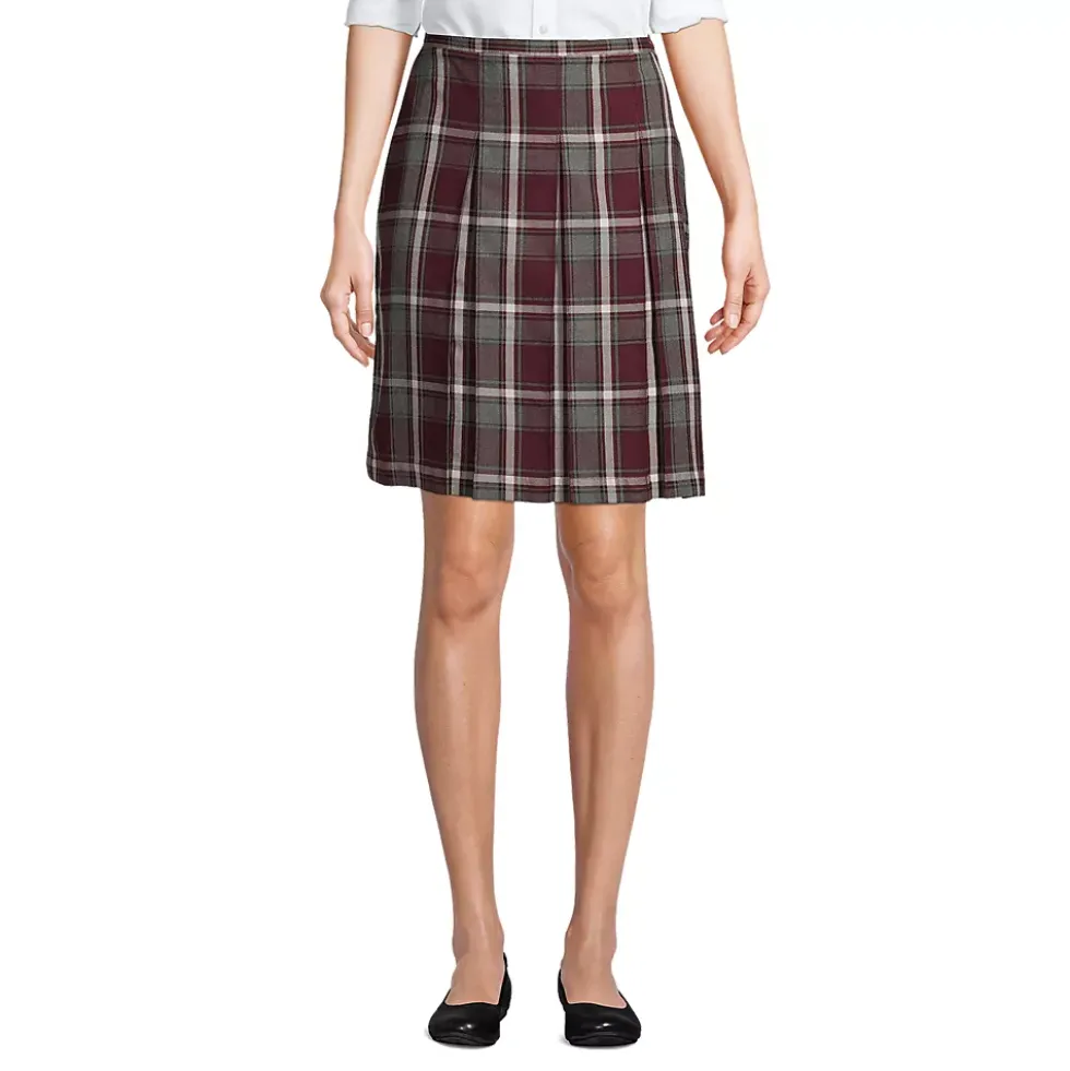 Women's Plaid Box Pleat Skirt Top of the Knee