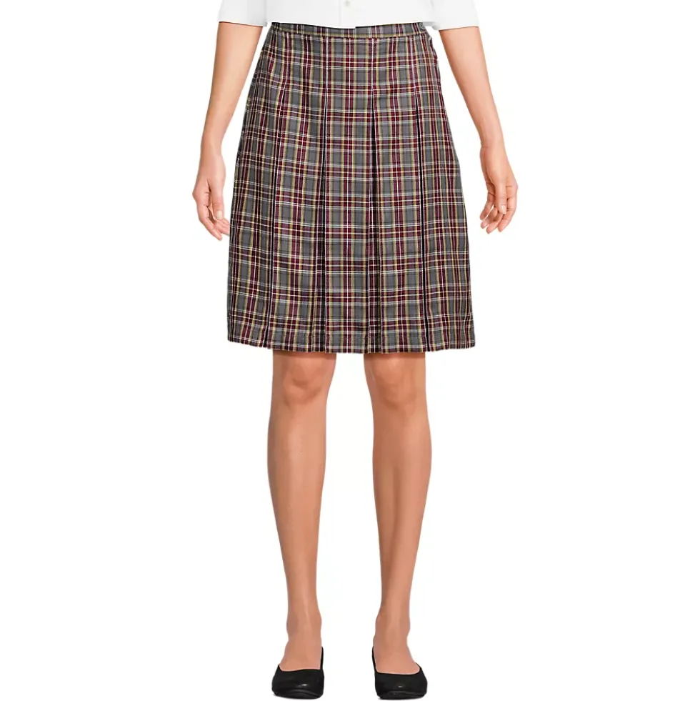 Women's Plaid Box Pleat Skirt Top of the Knee