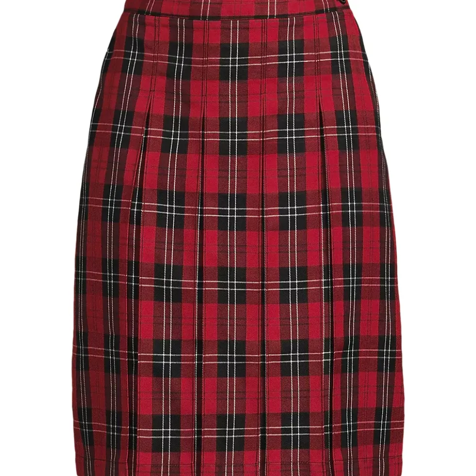 Women's Plaid Box Pleat Skirt Top of the Knee