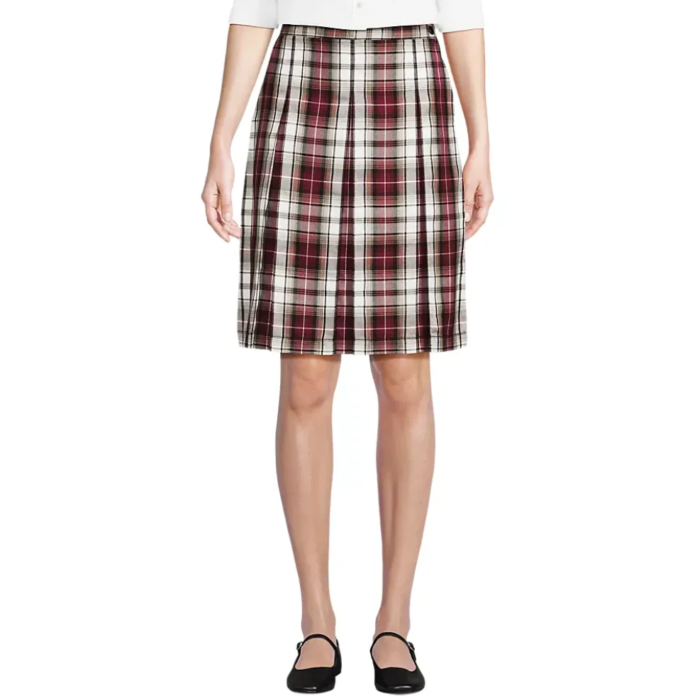Women's Plaid Box Pleat Skirt Top of the Knee