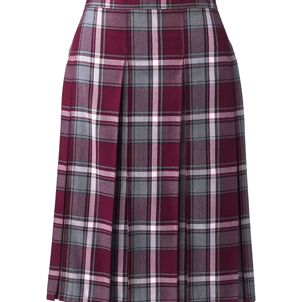 Women's Plaid Box Pleat Skirt Top of the Knee