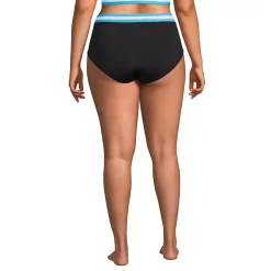 Women's Plus Size Chlorine Resistant Pocket High Waisted Bikini Swim Bottoms