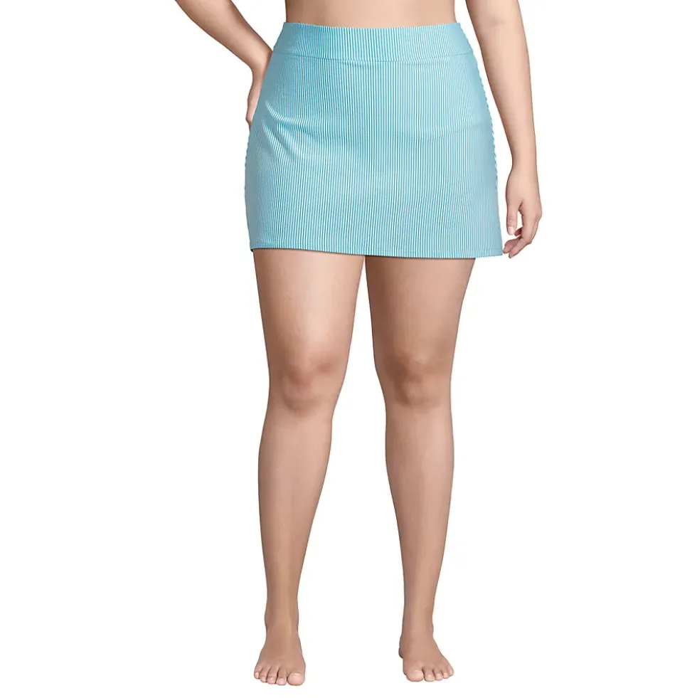 Women's Plus Size Chlorine Resistant Swim Skirt Swim Bottoms Seersucker