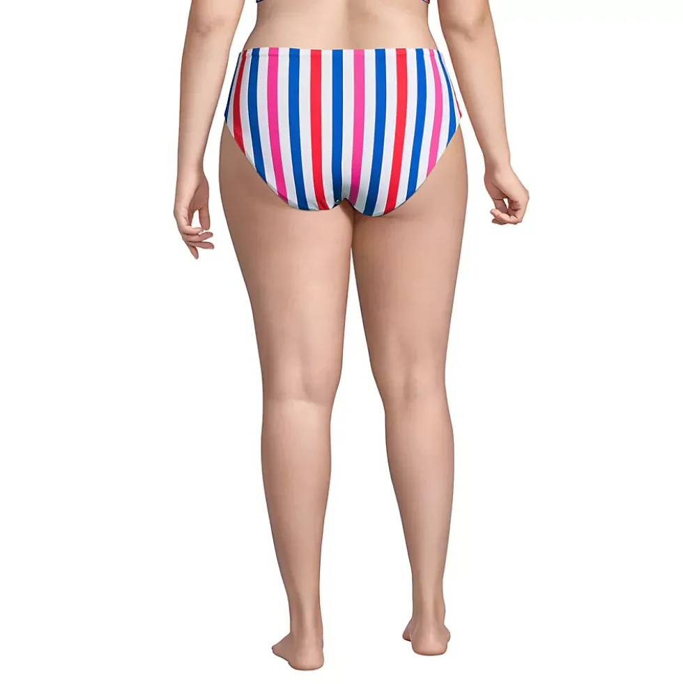 Women's Plus Size Chlorine Resistant Reversible Mid Waist Bikini Bottoms