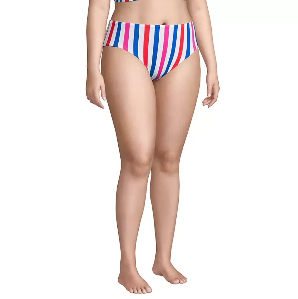 Women's Plus Size Chlorine Resistant Reversible Mid Waist Bikini Bottoms