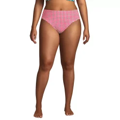 Women's Plus Size Chlorine Resistant Reversible Mid Waist Bikini Bottoms