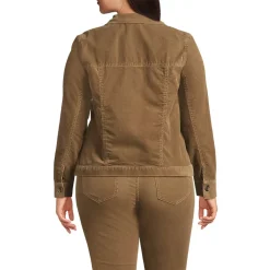 Women's Plus Size Corduroy Cropped Button Front Jacket