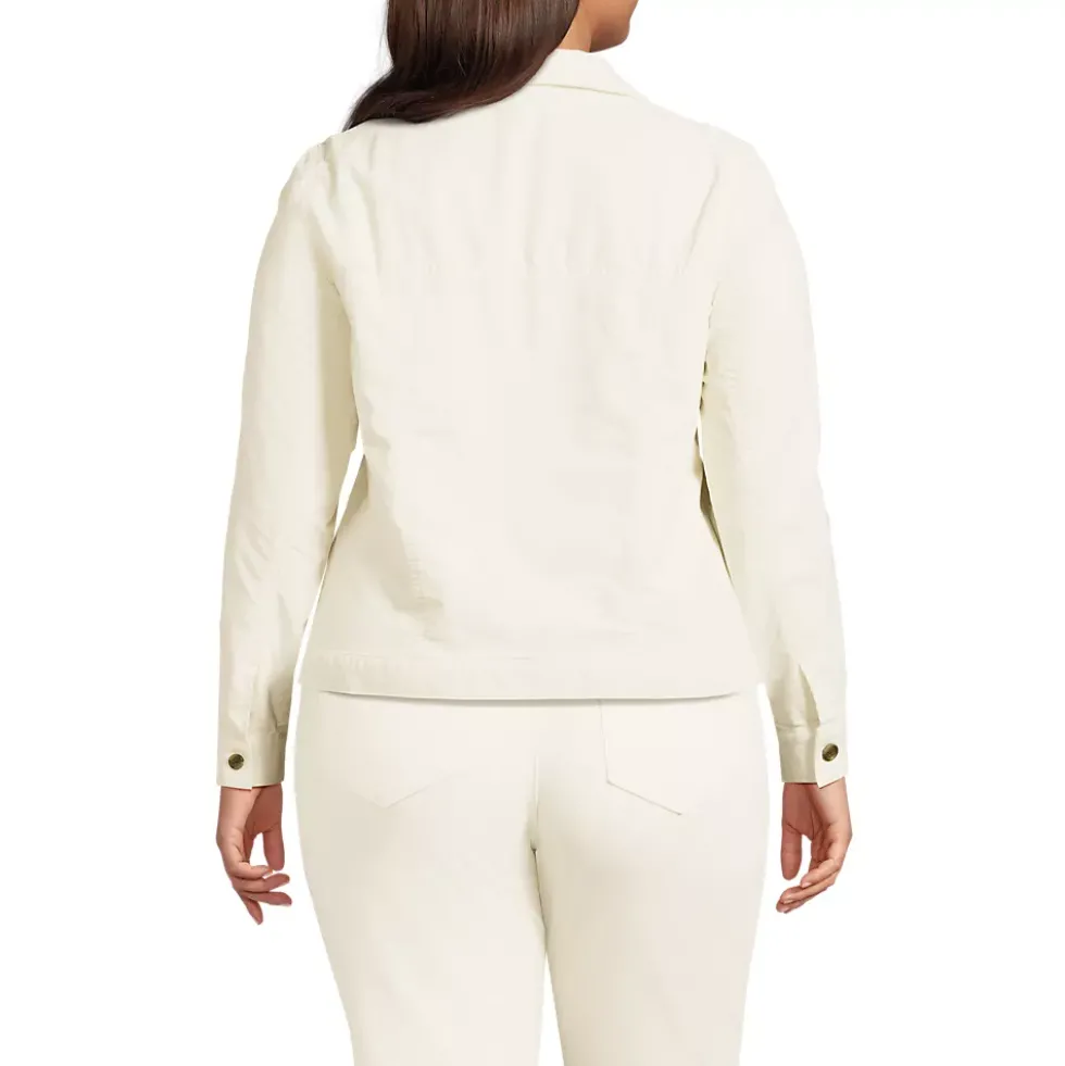 Women's Plus Size Corduroy Cropped Button Front Jacket