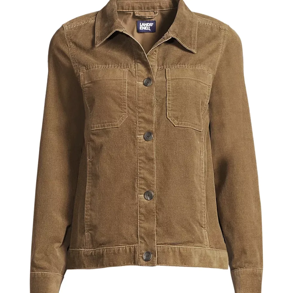 Women's Plus Size Corduroy Cropped Button Front Jacket