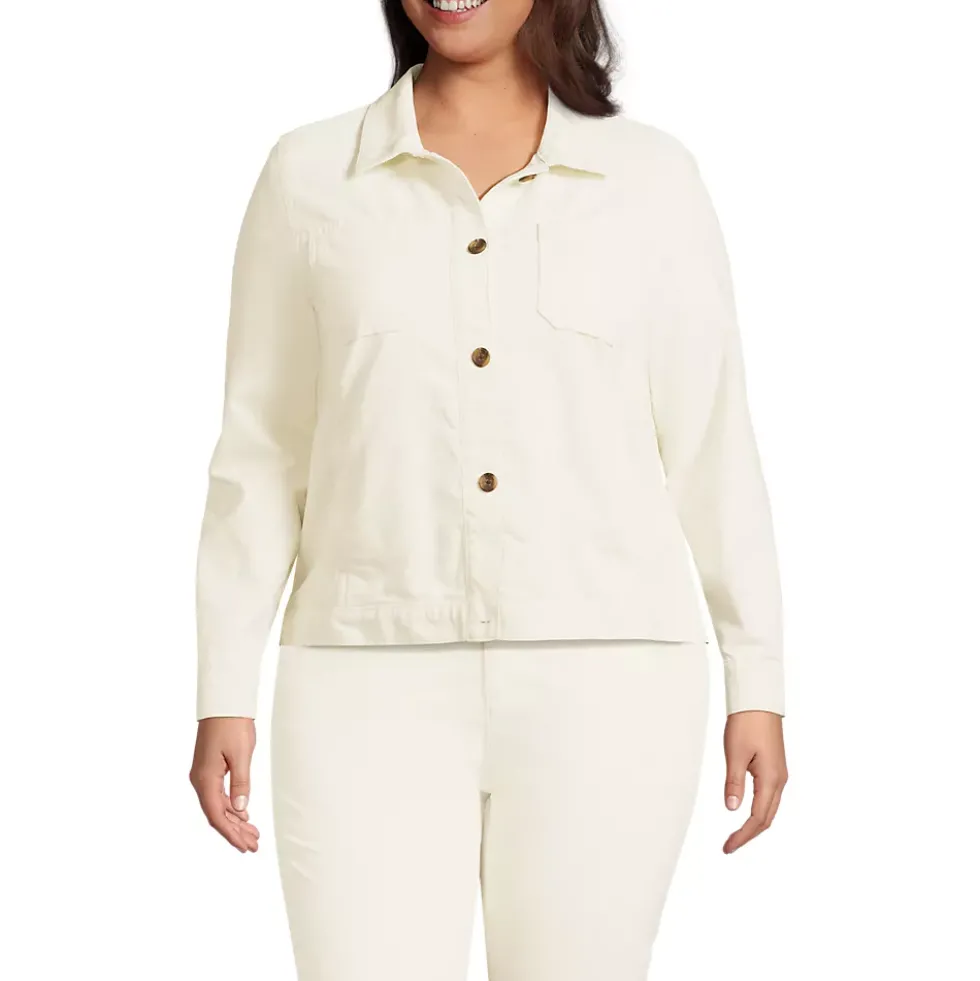 Women's Plus Size Corduroy Cropped Button Front Jacket