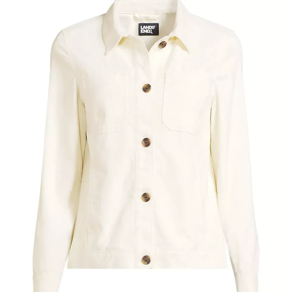 Women's Plus Size Corduroy Cropped Button Front Jacket