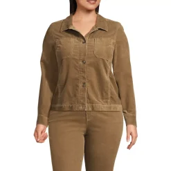 Women's Plus Size Corduroy Cropped Button Front Jacket