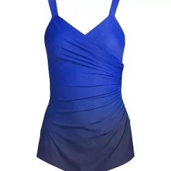 Women's Plus Size DDD-Cup Slender Tummy Control Chlorine Resistant Skirted One Piece Swimsuit Print