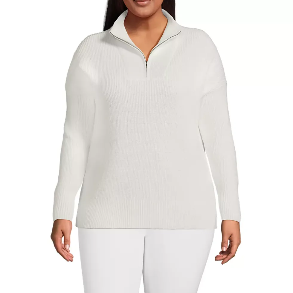 Women's Plus Size Drifter Cotton Quarter Zip Pullover Sweater