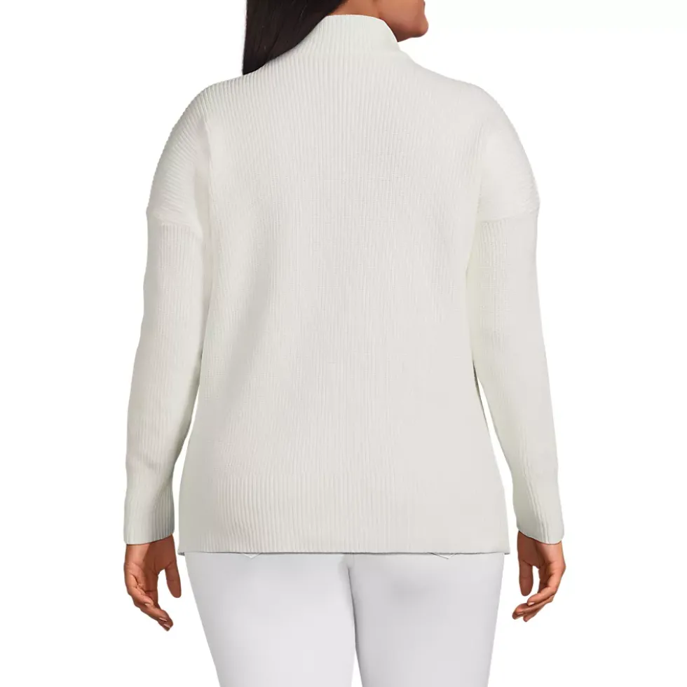 Women's Plus Size Drifter Cotton Quarter Zip Pullover Sweater