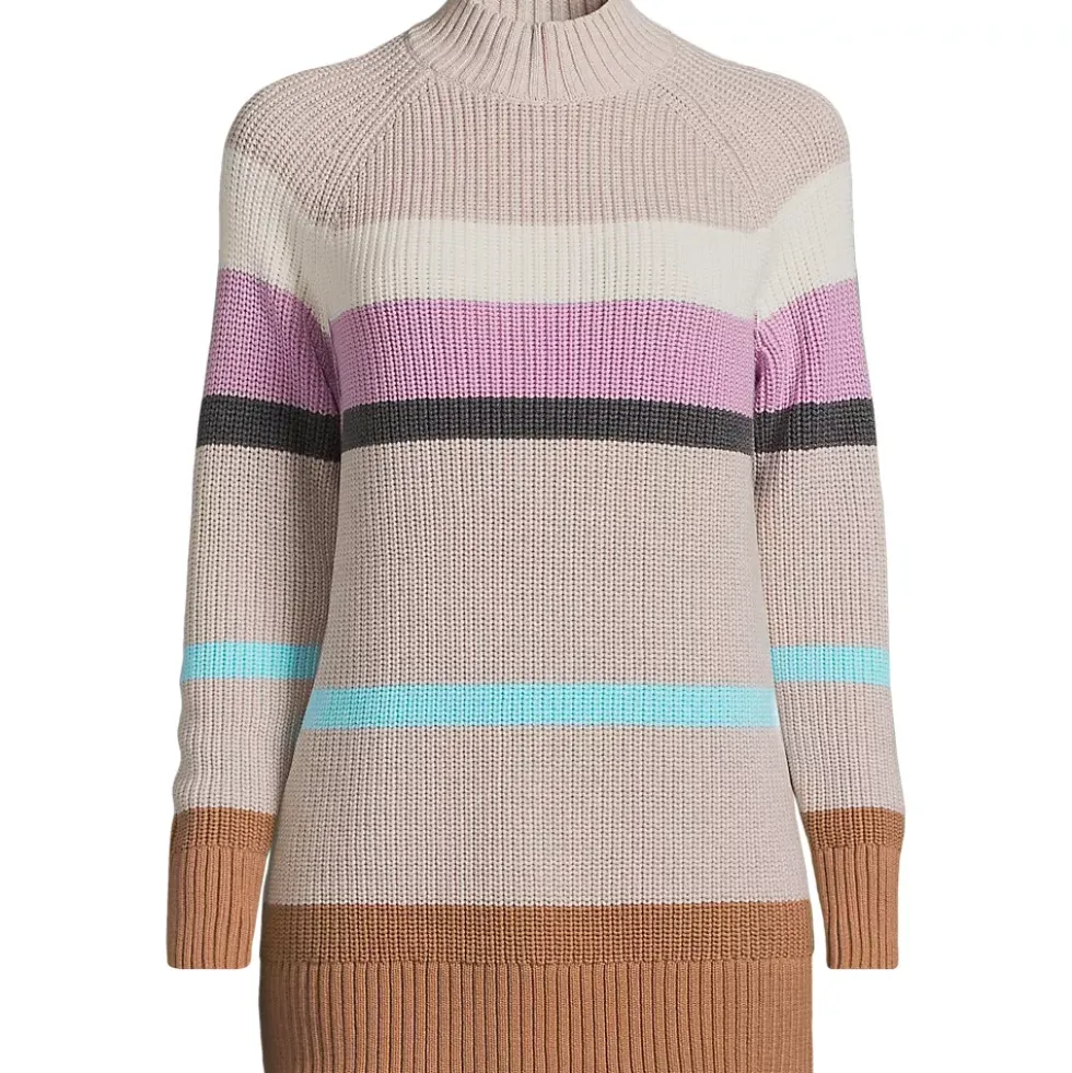Women's Plus Size Drifter Shaker Easy Fit Mock Neck Tunic Sweater