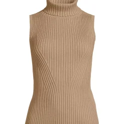 Women's Plus Size Fine Gauge Cotton Turtleneck Tank Sweater