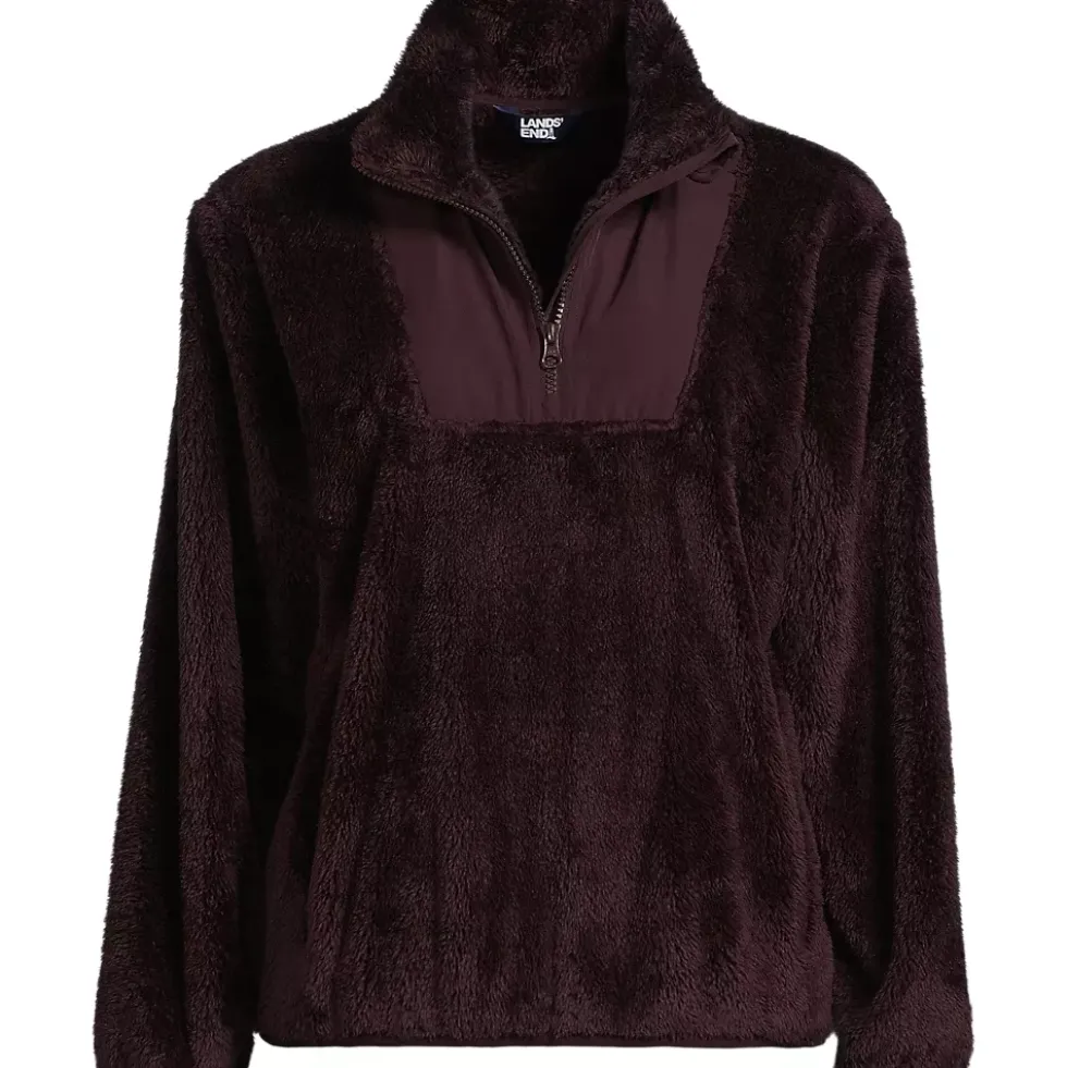 Women's Plus Size Half Zip Cozy Sherpa Fleece Pullover
