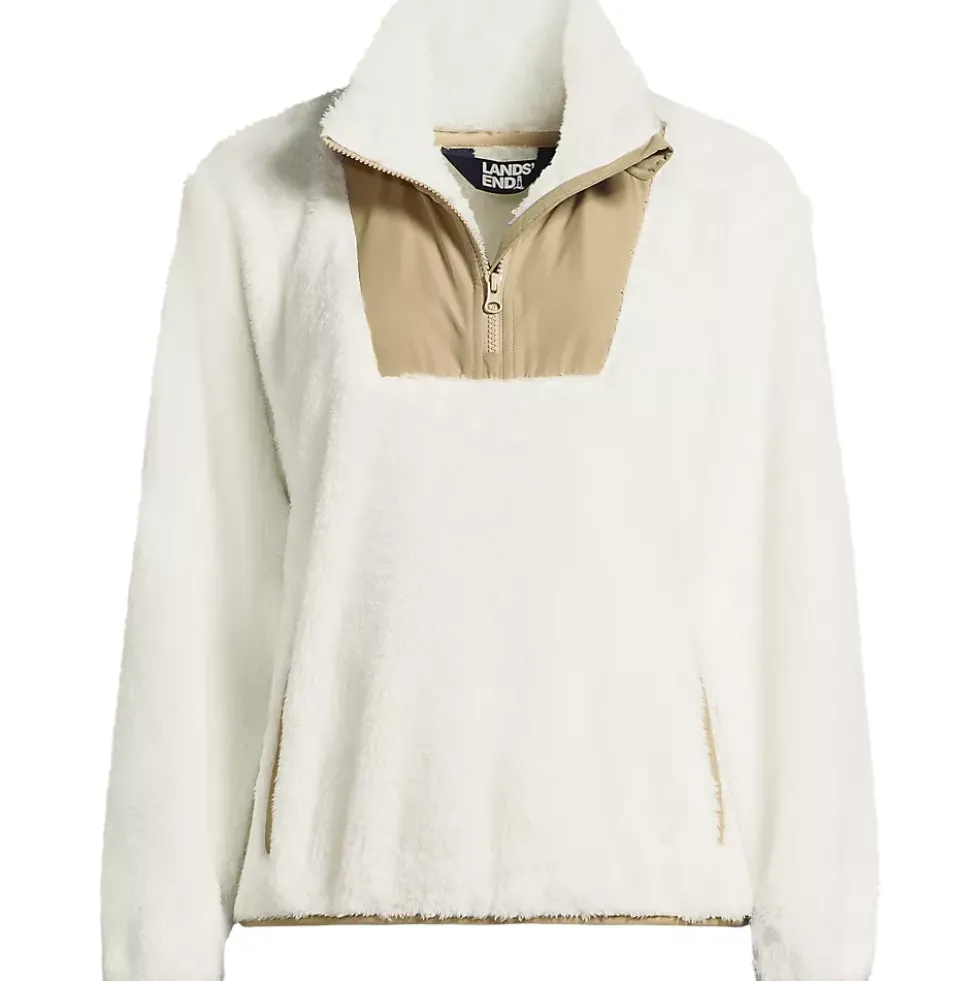 Women's Plus Size Half Zip Cozy Sherpa Fleece Pullover
