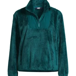 Women's Plus Size Half Zip Cozy Sherpa Fleece Pullover