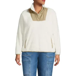 Women's Plus Size Half Zip Cozy Sherpa Fleece Pullover