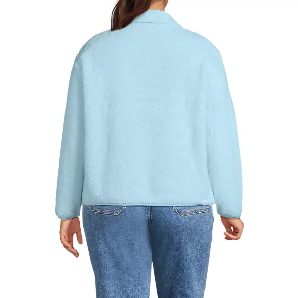 Women's Plus Size Half Zip Cozy Sherpa Fleece Pullover