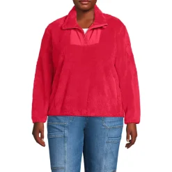 Women's Plus Size Half Zip Cozy Sherpa Fleece Pullover