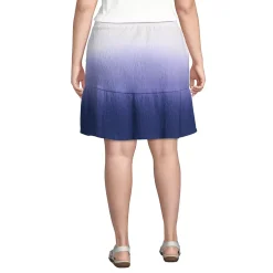 Women's Plus Size High Rise Pull On Elastic Waist Tiered Crinkle Knit Skirt