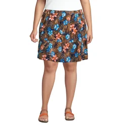 Women's Plus Size High Rise Pull On Elastic Waist Tiered Crinkle Knit Skirt