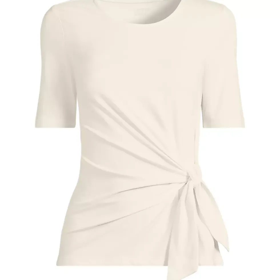 Women's Plus Size Lightweight Jersey Tie Front Top