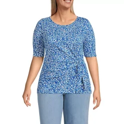 Women's Plus Size Lightweight Jersey Tie Front Top
