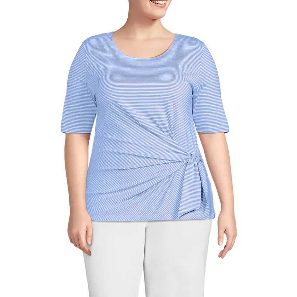 Women's Plus Size Lightweight Jersey Tie Front Top