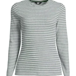 Women's Plus Size Lightweight Waffle Long Sleeve Crew Neck T-Shirt