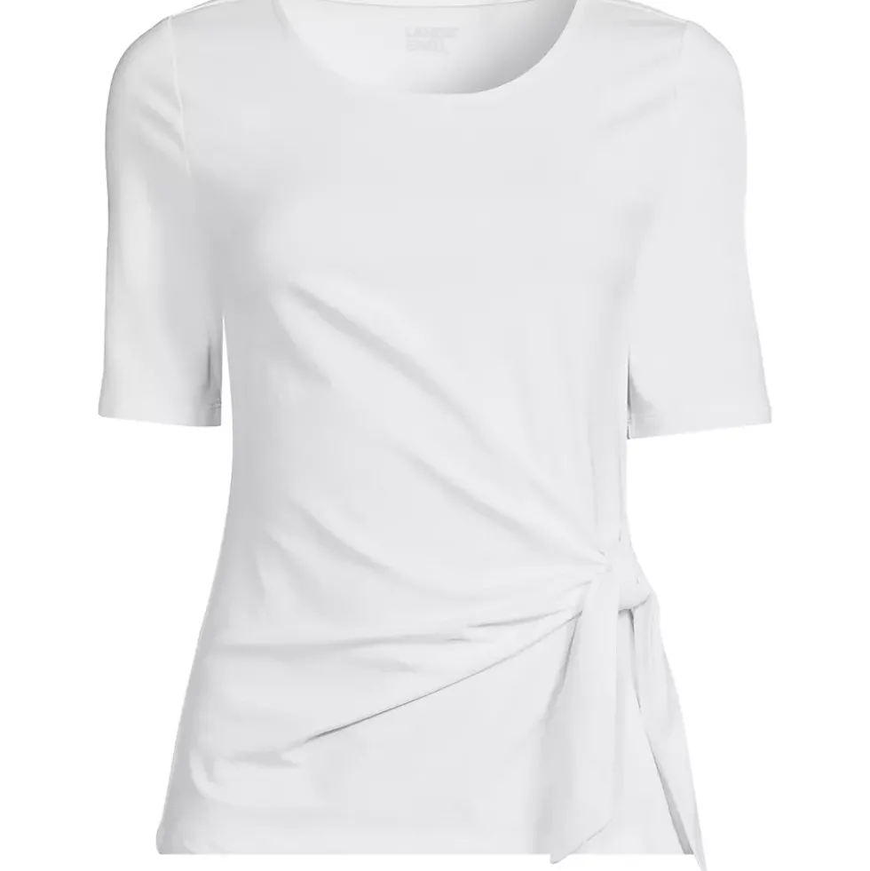 Women's Plus Size Lightweight Jersey Tie Front Top