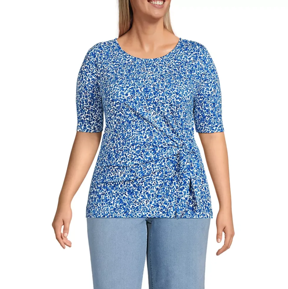 Women's Plus Size Lightweight Jersey Tie Front Top