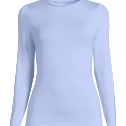 Women's Plus Size Lightweight Jersey Skimming Long Sleeve Crew Neck T-shirt