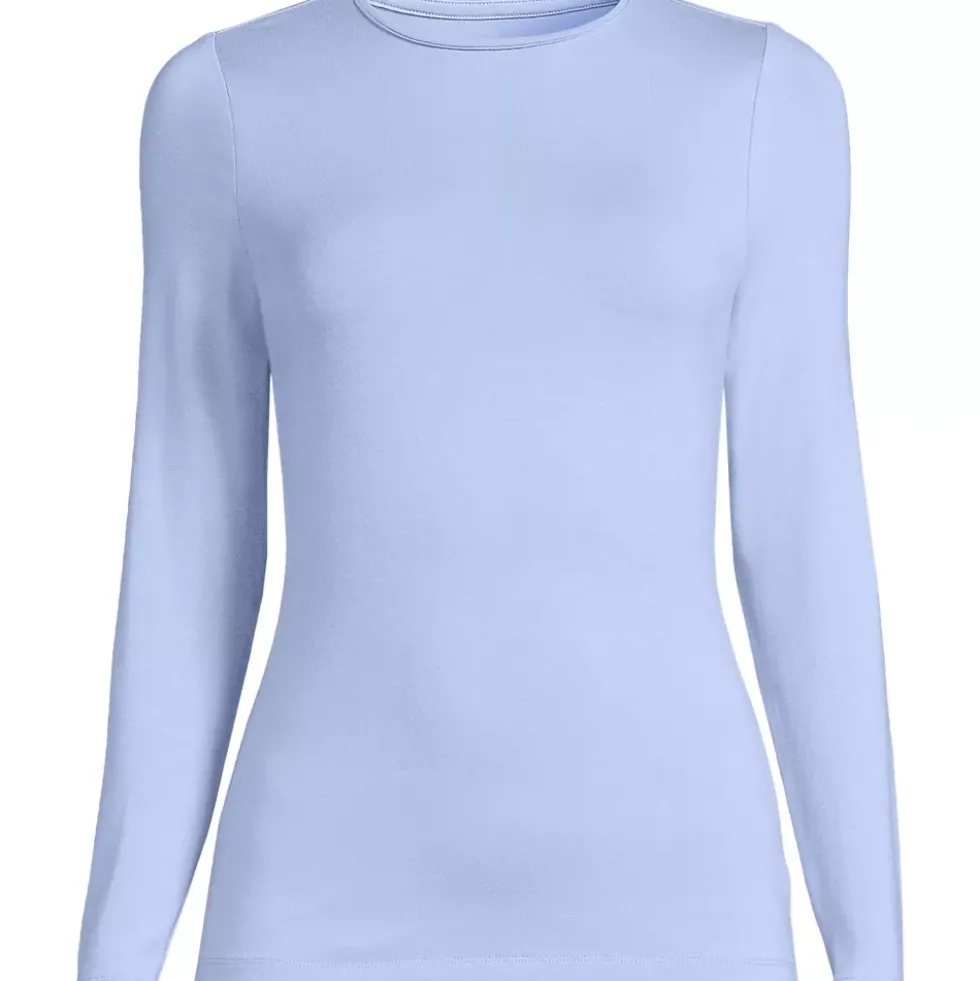 Women's Plus Size Lightweight Jersey Skimming Long Sleeve Crew Neck T-shirt