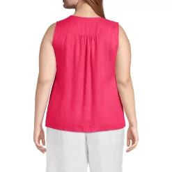 Women's Plus Size Linen V Neck Top