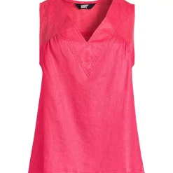 Women's Plus Size Linen V Neck Top