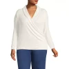 Women's Plus Size Long Sleeve Brushed Rib Wrap Top