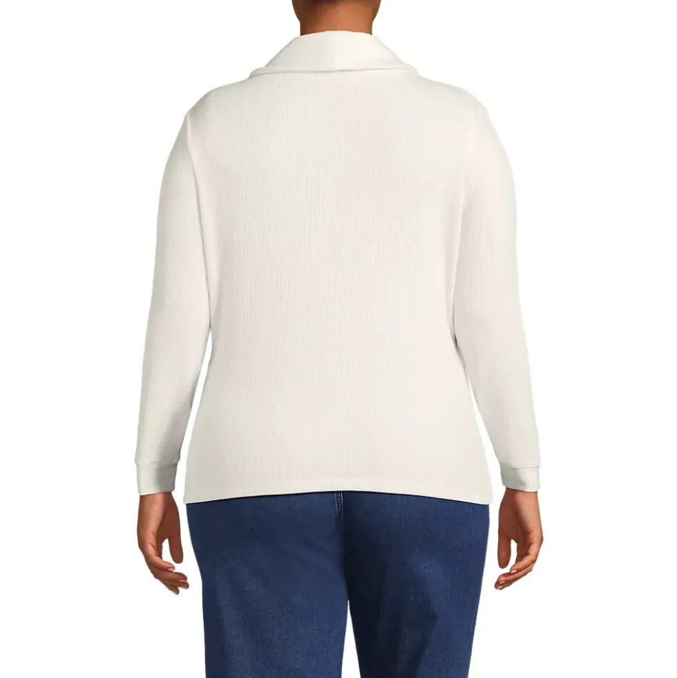 Women's Plus Size Long Sleeve Brushed Rib Wrap Top