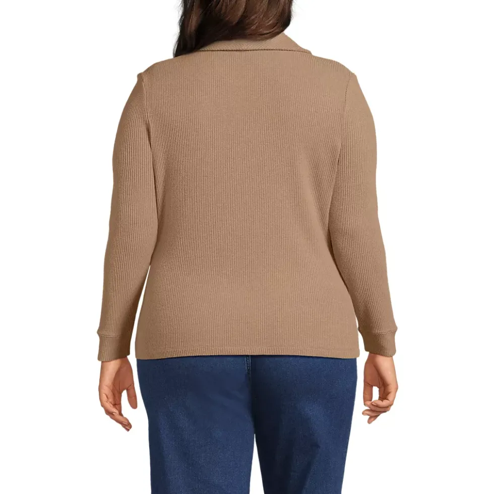 Women's Plus Size Long Sleeve Brushed Rib Wrap Top